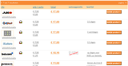 Vergelijk.nl - Resultaten van boekvergelijking